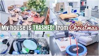 AFTER CHRISTMAS CLEAN WITH ME | COMPLETE DISASTER CLEAN WITH ME | MESSY HOUSE TRANSFORMATION