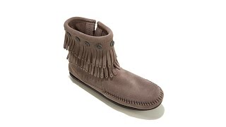 Minnetonka Suede Double Fringe Concho Bootie