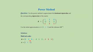 (9.1) Power method: MatLab code + download link.