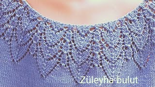 ajurlu yaprak modeli bayanlar için bluz  birinci bölüm# pattern #knittıng#cardıdans