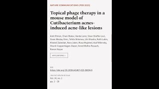 Topical phage therapy in a mouse model of Cutibacterium acnes-induced acne-like lesio... | RTCL.TV