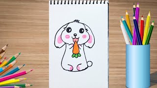 | How to draw a cute Bunny | Rabbit drawing for beginners | #rabbitdrawing #satisfying
