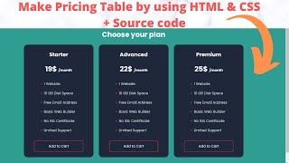 Make Pricing Table in Website using HTML & CSS (Responsive) + Source code || #webdevelopment