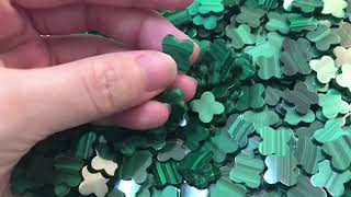 Natural malachite stone four-leaf clover