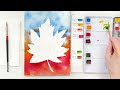 a tiny painting in the maple leaf fall leaf step by step