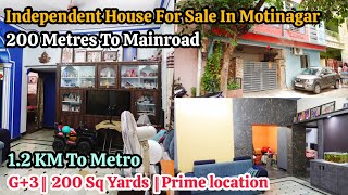 Independent House For Sale In Motinagar 🏩 || Near Metro || G+3 || 200 Sq Yards || Code: PAR- 760 ✨️