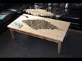 Table with epoxy resin inlay and matching lamp Table with epoxy resin inlay and matching lamp
