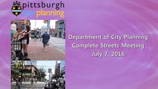 Complete Streets Policy Launch & Public Comment Period - 7/7/16