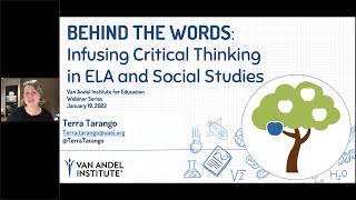 Behind the Words: Infusing Critical Thinking in ELA and Social Studies