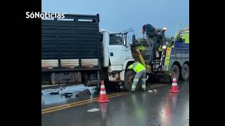 Colisão entre carreta e caminhão deixa um morto entre Sorriso e Sinop; rodovia bloqueada por 7 horas