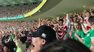 Japan (Brave Blossoms) beat Ireland - Rugby World Cup 2019, Shizuoka. Crowd reaction, amazing scenes
