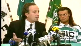 Apresentação de Skuhravy como novo reforço do Sporting em 1995/1996