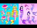 Barbie Dolls Dress Up - Rainbow VS Purple Mermaid Mother & Daughter Ballet Dress | WOA Doll Channel