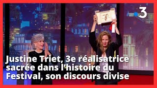 #Cannes2023. Justine Triet, 3e réalisatrice sacrée dans l’histoire du Festival, son discours divise