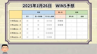 【WIN5＆アメリカJCC・プロキオンS 予想】2025年1月26日(日) 今週のWIN5は、45点×2の、9,000円で勝負！【WIN5おじさんの競馬予想】