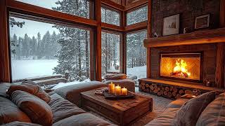 Cozy Winter Living Room Ambience ❄️ Smooth Piano Music and Crackling Fireplace for Stress Relief