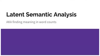 Latent Semantic Analysis | Back Talks