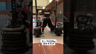 ヨーク630kg 浮かすだけ　ストロングマントレーニング　体幹　トップサイドスクワット　yoke630kg Just stand   #strongman