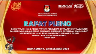 LIVE RAPAT PLENO REKAPITULASI HASIL PENGHITUNGAN PEROLEHAN SUARA TINGKAT KABUPATEN SUMBA BARAT 2024