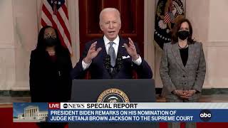 Pres. Biden remarks on Supreme court pick Judge Ketanji Brown Jackson: SOCTUS nominee announcement