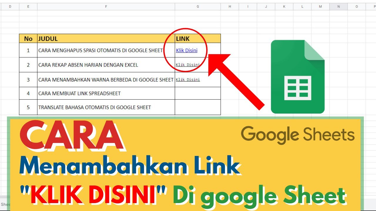 CARA MEMBUAT HYPERLINK ( Klik Disini ) DI SPREADSHEET - YouTube