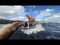 Wake surfing session