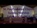 Worship Service for February 25, 2024 -- 2nd Sunday in Lent