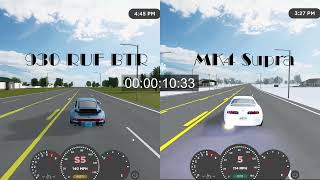 Roblox Greenville Which is Faster?: Porsche 930 911 RUF BTR VS Toyota MK4 Supra