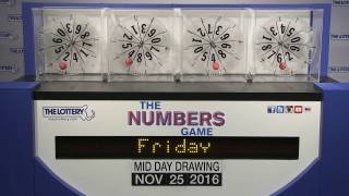 Midday Numbers Game Drawing: Friday, November 25, 2016