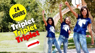 We Became Triplets! Copying What My Sister Does For 24 Hours : Challenges // GEM Sisters