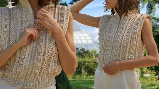 Роскошные вязаные жилеты на любой вкус. Luxurious knitted vests for every taste.