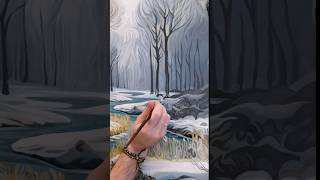 Witness the Magic: Bringing ‘Quiet Winter River’ to Life – My First Painting of 2025! #fineart #art