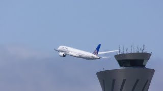 United 787 Beautiful Takeoff + More 1L/1R Takeoffs by the bay