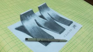 How to Draw 3D Letter M - Drawimng with pencil - Awesome Trick Art.
