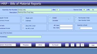 E Z MRP BOM Report