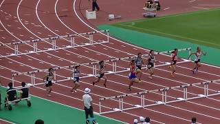 20190727福岡県中学陸上 女子100mH予選第4組（1名標準記録突破）