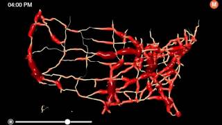 Mapping 24 Hours of Highway Traffic, Visualized as a Living Circulatory System