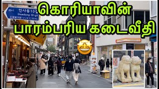 பாரம்பரிய கொரிய கடைவீதி 🤩 | Seoul-South Korea | Tamil Vlog #southkorea #seoul #insadong