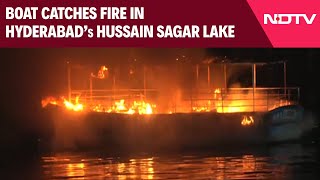 Hyderabad News | Boat Catches Fire In Hyderbad's Hussain Sagar Lake