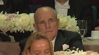 Giuliani Scowls As Hillary Roasts Him At Al Smith Dinner