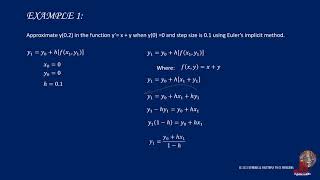 SOLUTIONS OF ODE: EULER'S IMPLICIT METHOD