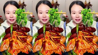 Susu Yummy Spicy Food Mukbang 😋 Eating Spicy Seafood With Ducks Feet, Pork Belly And Green Vegetable