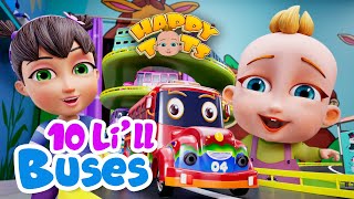 Ten Little Buses - Counting Song | Happy Tots - Nursery Rhymes