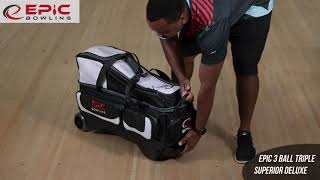 Epic 3 Ball Triple Superior Deluxe White Bowling Bag Video