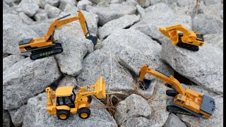 Finding Construction Vehicle Toys Under The Rock and Learn Heavy Equipment Names and Sounds for Kids