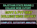 Rajsthan State Neet 2024 Round 2 College Wise Cutoff Gov & Pvt SEATlRajsthan 2nd  Round Cutoff