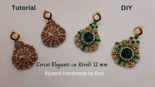 Tutorial Cercei Eleganti cu Crystale Rivoli 12 mm / beaded earrings tutorial using Rivoli 12 mm