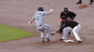 TB@BAL: O's relay to nab Dickerson at second