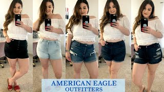 AMERICAN EAGLE CURVY SHORTS TRY ON HAUL \u0026 REVIEW | Kelly Elizabeth