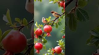 Autumn date between pomegranate and bird. #birds #funny #birdslover